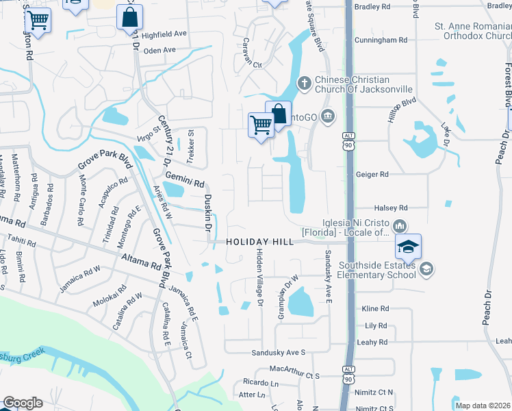map of restaurants, bars, coffee shops, grocery stores, and more near 8850 Shell Island Drive in Jacksonville