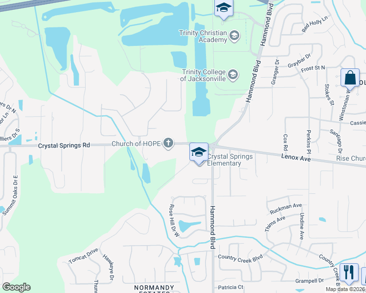 map of restaurants, bars, coffee shops, grocery stores, and more near 8885 Old Gainesville Road in Jacksonville