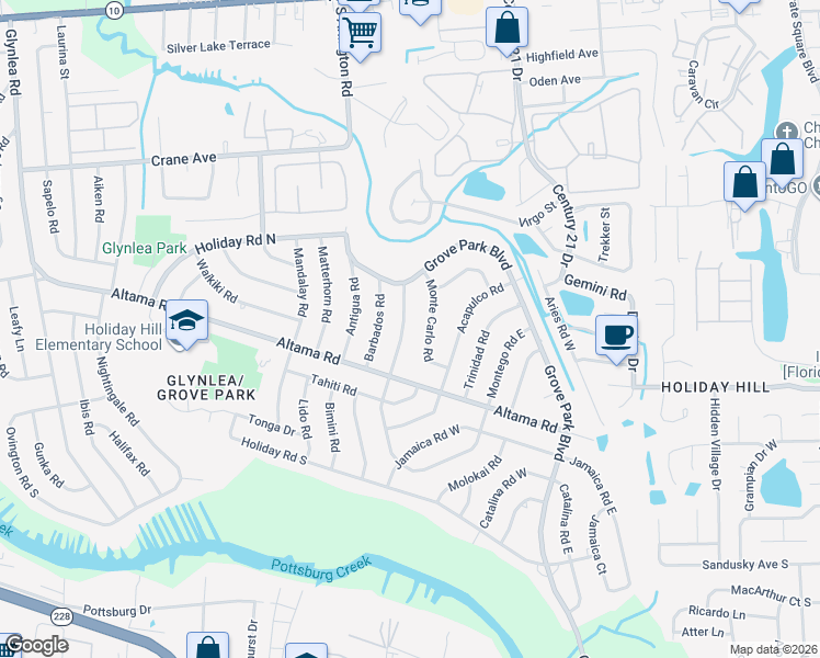 map of restaurants, bars, coffee shops, grocery stores, and more near 812 Monte Carlo Road in Jacksonville