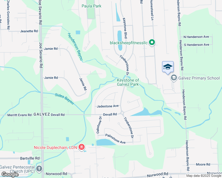 map of restaurants, bars, coffee shops, grocery stores, and more near 42297 Marblestone Avenue in Prairieville