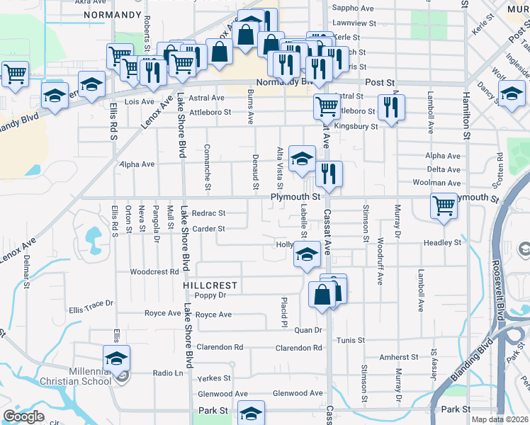 map of restaurants, bars, coffee shops, grocery stores, and more near 1214 Labelle Street in Jacksonville
