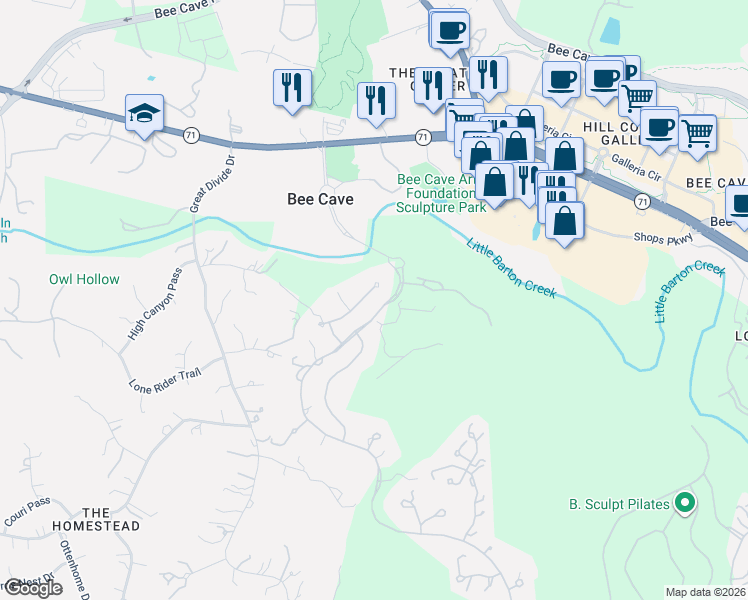 map of restaurants, bars, coffee shops, grocery stores, and more near 4713 Pecan Chase in Austin