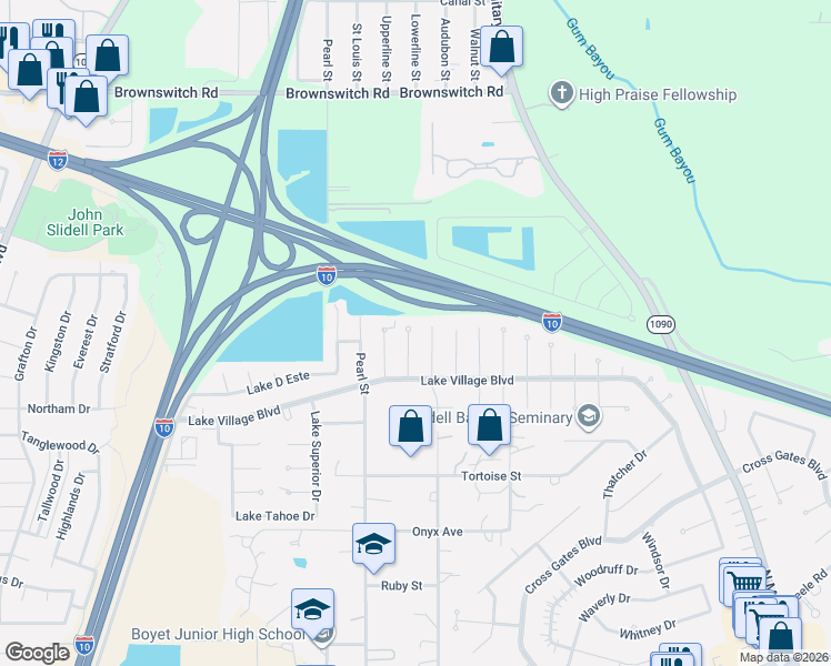 map of restaurants, bars, coffee shops, grocery stores, and more near 818 Lake Borgne Court in Slidell