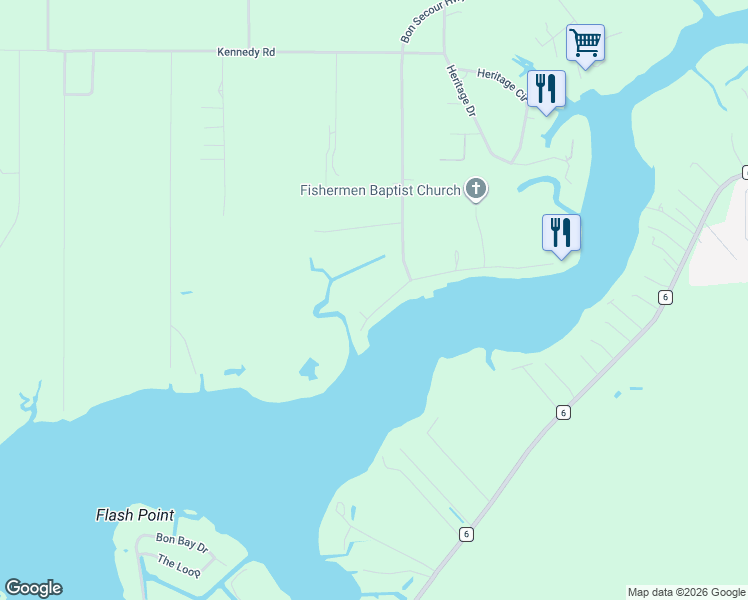 map of restaurants, bars, coffee shops, grocery stores, and more near 16863 River Road in Bon Secour