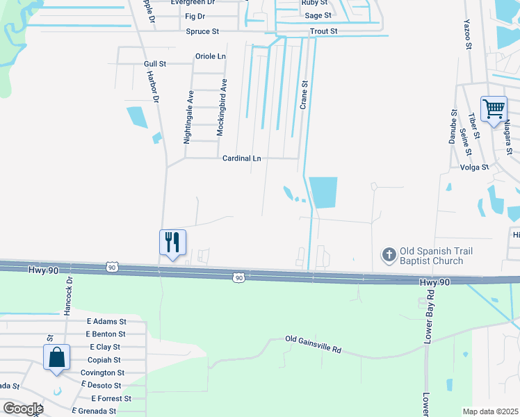 map of restaurants, bars, coffee shops, grocery stores, and more near 9154 South Lark Street in Bay St. Louis