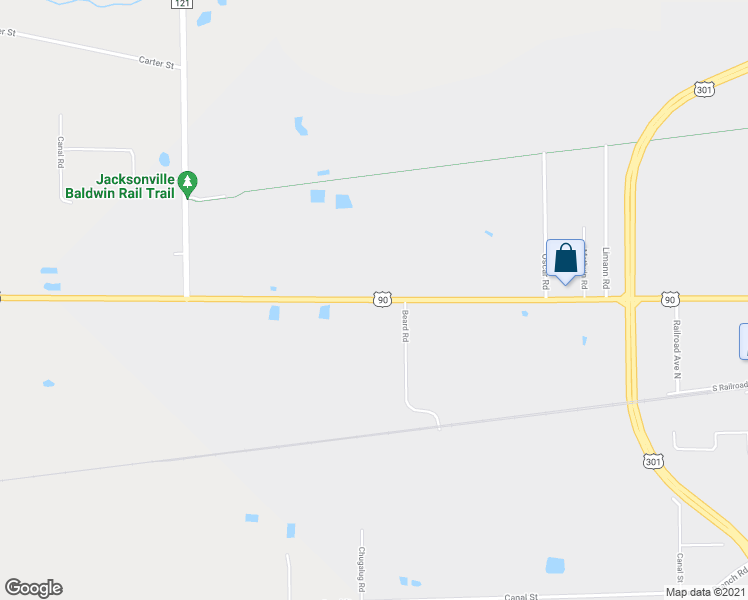 map of restaurants, bars, coffee shops, grocery stores, and more near 17575 West Beaver Street in Jacksonville
