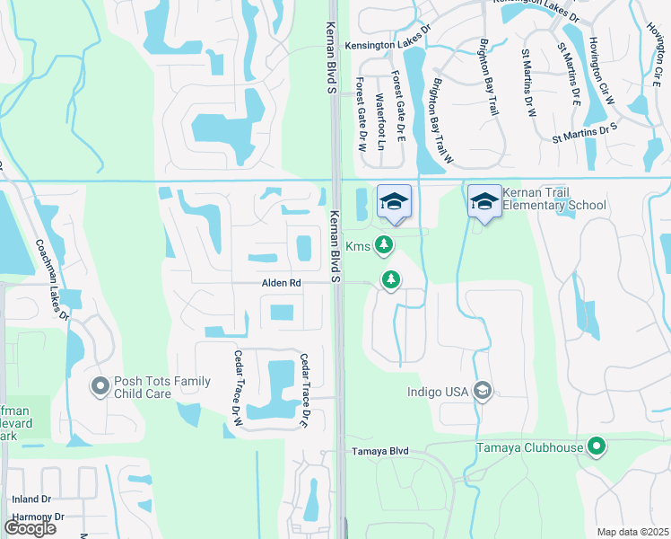 map of restaurants, bars, coffee shops, grocery stores, and more near Kernan Blvd in Jacksonville