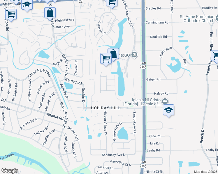 map of restaurants, bars, coffee shops, grocery stores, and more near 8862 Grassy Bluff Drive in Jacksonville