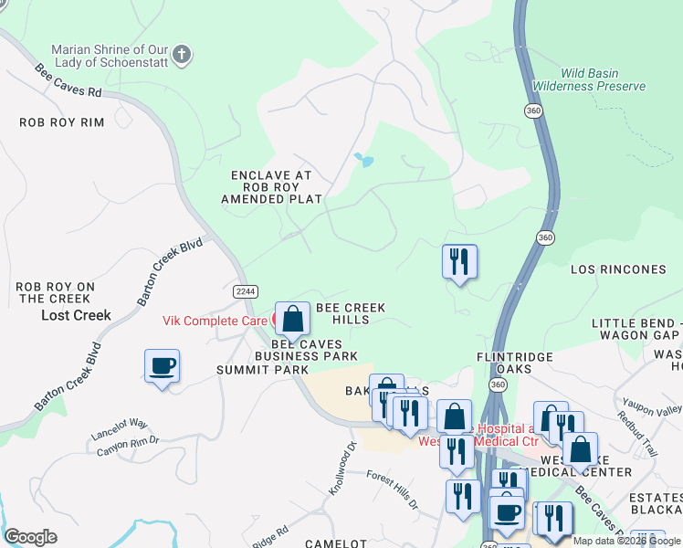 map of restaurants, bars, coffee shops, grocery stores, and more near 6702 Vireo Cove in Austin