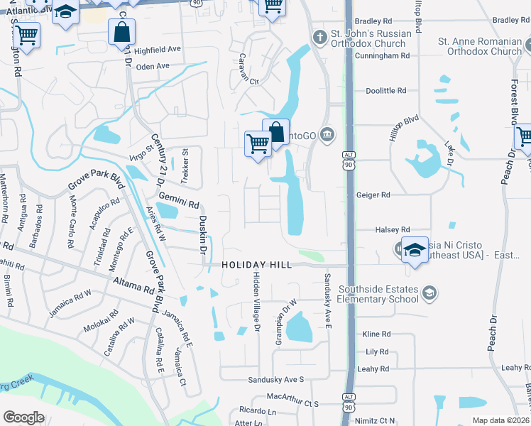 map of restaurants, bars, coffee shops, grocery stores, and more near 8862 Grassy Bluff Drive in Jacksonville