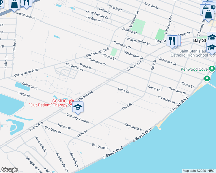 map of restaurants, bars, coffee shops, grocery stores, and more near 246-330 Carre Ct in Bay St Louis