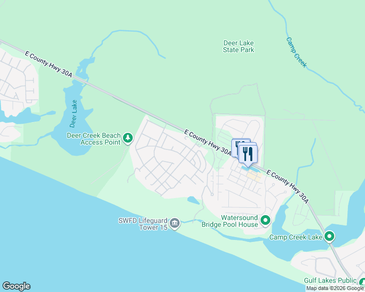 map of restaurants, bars, coffee shops, grocery stores, and more near 45 Founders Court in Rosemary Beach