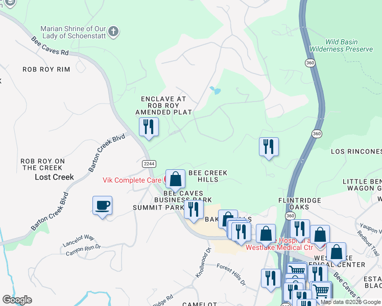map of restaurants, bars, coffee shops, grocery stores, and more near 6804 Canon Wren Drive in Austin