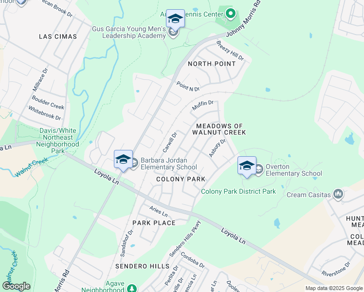map of restaurants, bars, coffee shops, grocery stores, and more near 6800 Bryonwood Drive in Austin