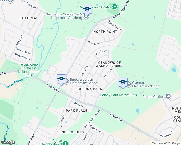 map of restaurants, bars, coffee shops, grocery stores, and more near 6800 Bryonwood Drive in Austin