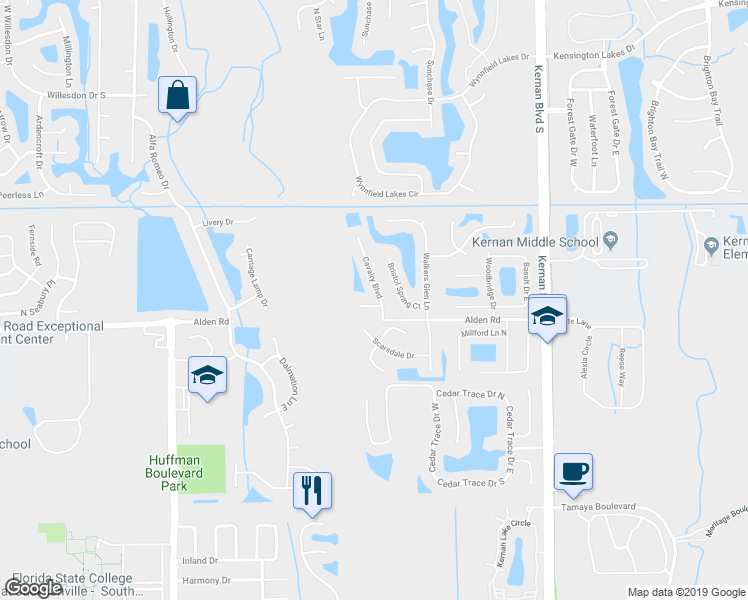 map of restaurants, bars, coffee shops, grocery stores, and more near 12065 Cavalry Court in Jacksonville