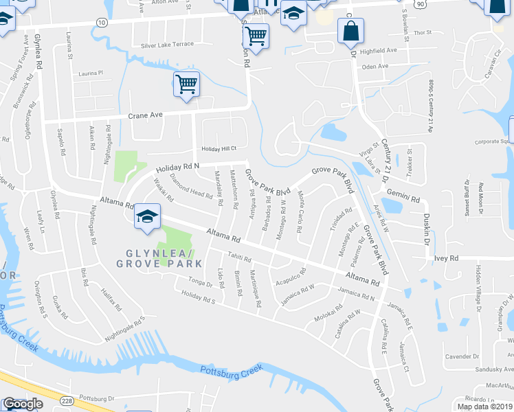 map of restaurants, bars, coffee shops, grocery stores, and more near 641 Barbados Road in Jacksonville