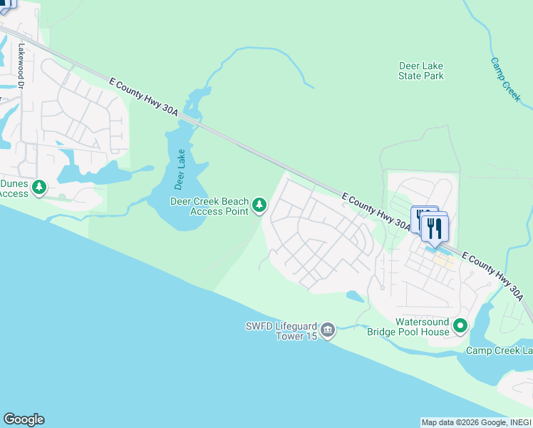 map of restaurants, bars, coffee shops, grocery stores, and more near 148 Coopersmith Lane in Panama City Beach