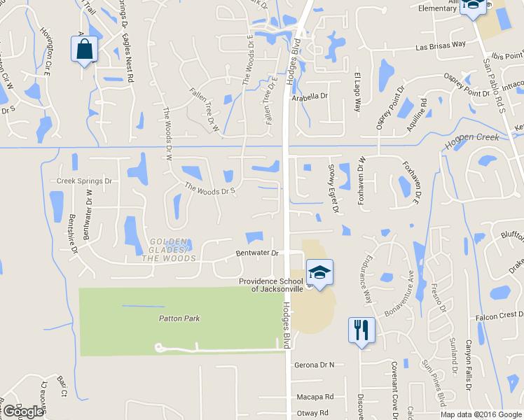 map of restaurants, bars, coffee shops, grocery stores, and more near 13053 Viburnum Drive South in Jacksonville