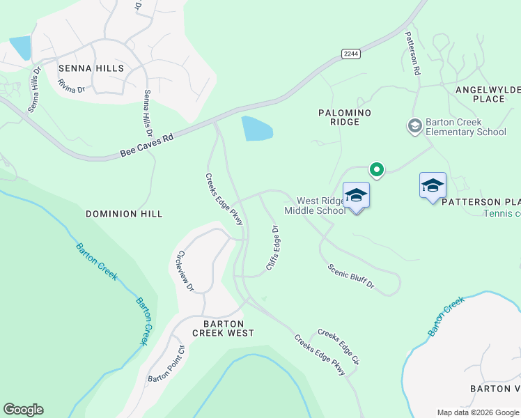 map of restaurants, bars, coffee shops, grocery stores, and more near 2100 Cliffs Edge Drive in Austin