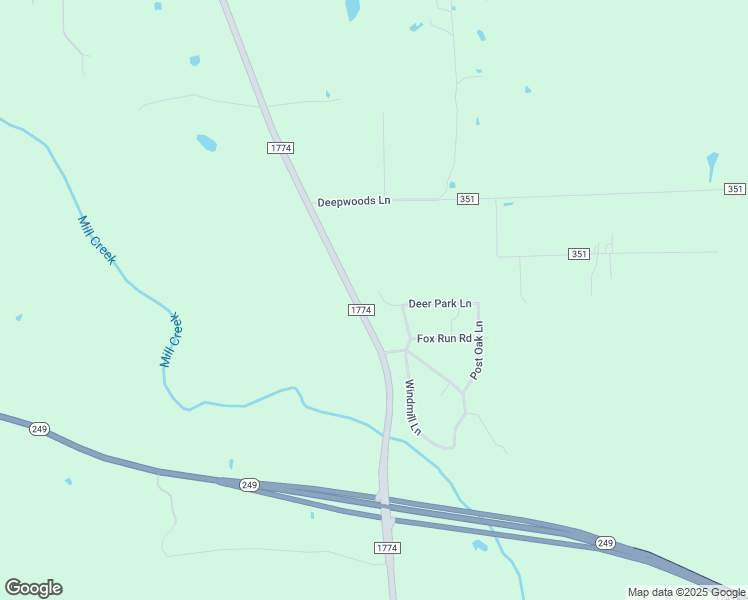 map of restaurants, bars, coffee shops, grocery stores, and more near 13418 Windmill Lane in Plantersville