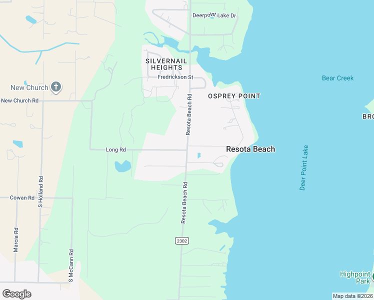 map of restaurants, bars, coffee shops, grocery stores, and more near County Highway 2302 in Bay County