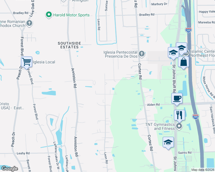 map of restaurants, bars, coffee shops, grocery stores, and more near 10215 Earl Road in Jacksonville