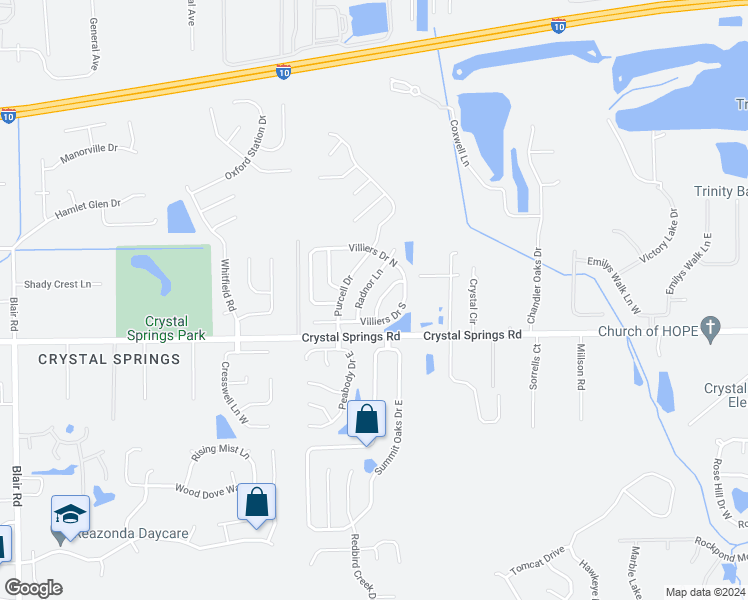 map of restaurants, bars, coffee shops, grocery stores, and more near 9593 Villiers Drive South in Jacksonville