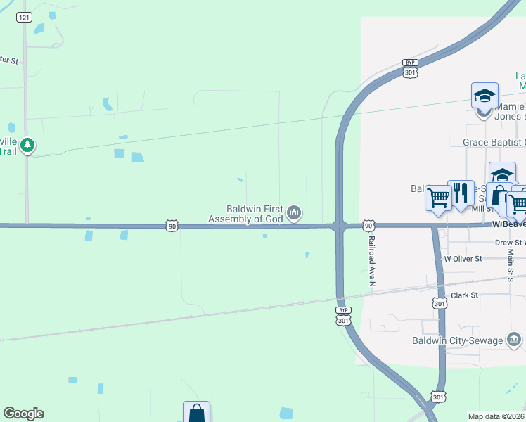 map of restaurants, bars, coffee shops, grocery stores, and more near 17123-17299 W Beaver St in Jacksonville