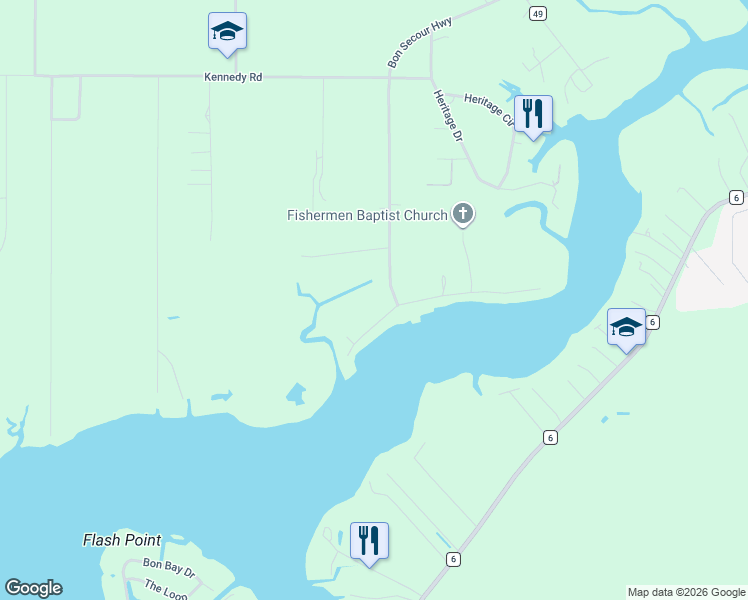 map of restaurants, bars, coffee shops, grocery stores, and more near 16863 River Road in Bon Secour