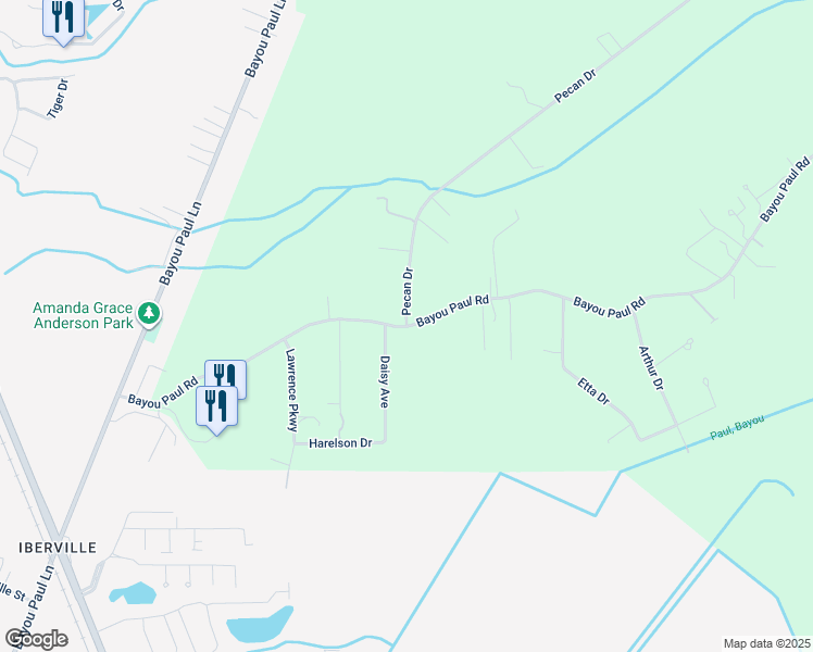 map of restaurants, bars, coffee shops, grocery stores, and more near 1681 Pecan Drive in Saint Gabriel