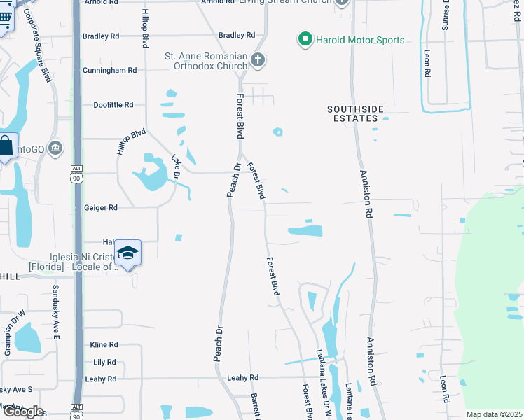 map of restaurants, bars, coffee shops, grocery stores, and more near 2300 Forest Boulevard in Jacksonville