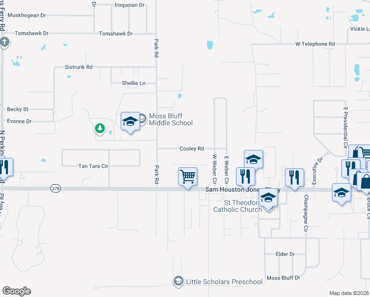 map of restaurants, bars, coffee shops, grocery stores, and more near 794 N Huval Dr in Lake Charles