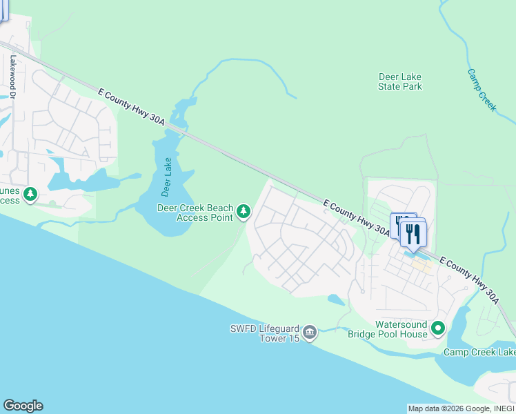 map of restaurants, bars, coffee shops, grocery stores, and more near 148 Coopersmith Lane in Panama City Beach