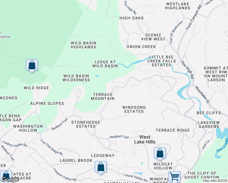 map of restaurants, bars, coffee shops, grocery stores, and more near 912 Calithea Road in West Lake Hills