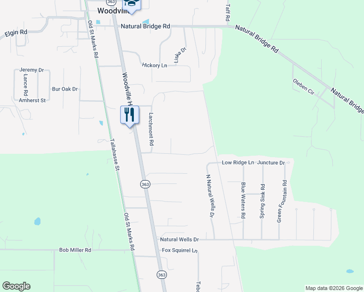 map of restaurants, bars, coffee shops, grocery stores, and more near 2134 Filmore Road in Tallahassee