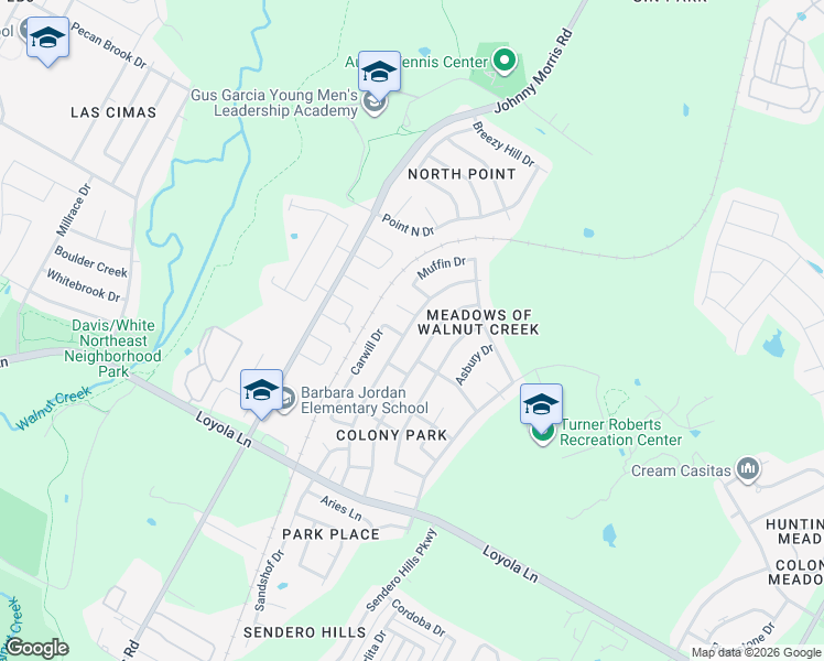 map of restaurants, bars, coffee shops, grocery stores, and more near 6705 Colony Park Cove in Austin