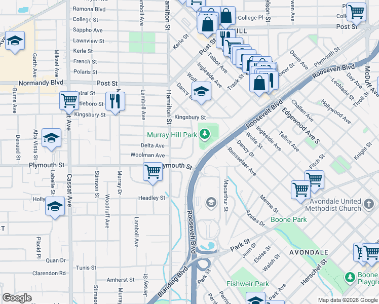 map of restaurants, bars, coffee shops, grocery stores, and more near 1146 Scotten Road in Jacksonville