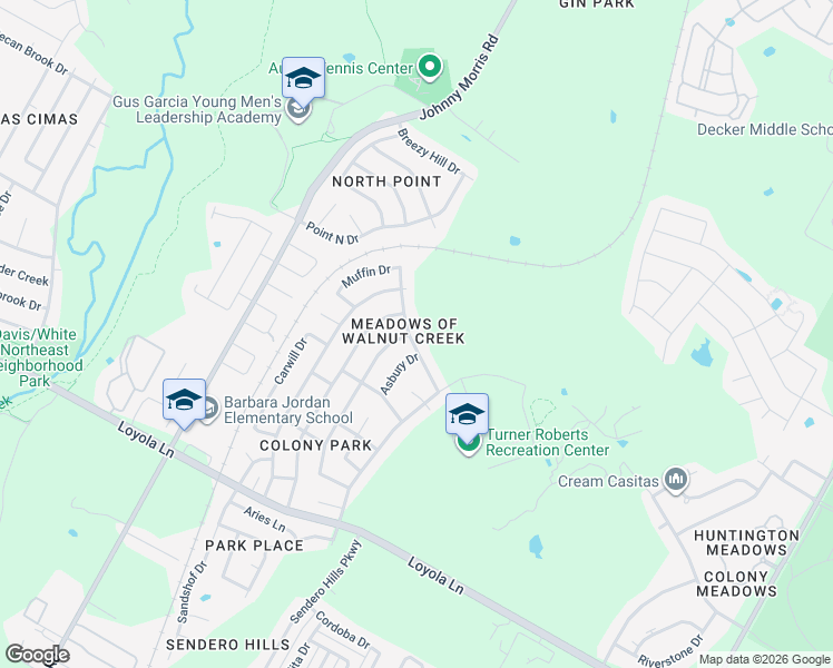map of restaurants, bars, coffee shops, grocery stores, and more near 7217 Ritchie Drive in Austin