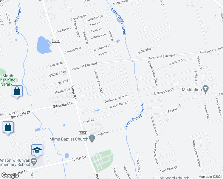 map of restaurants, bars, coffee shops, grocery stores, and more near 1616 Peach Dale Court in Conroe
