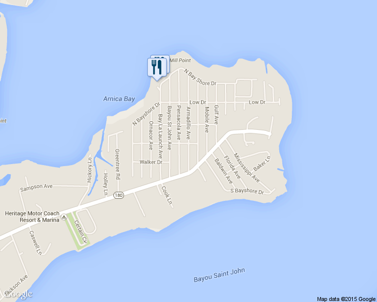 map of restaurants, bars, coffee shops, grocery stores, and more near 5413 Armadillo Ave in Orange Beach
