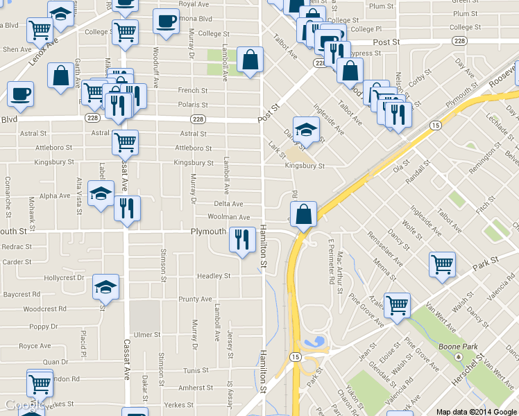 map of restaurants, bars, coffee shops, grocery stores, and more near 4526 Delta Avenue in Jacksonville