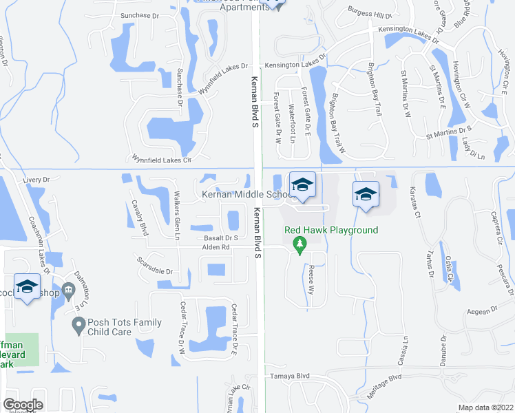 map of restaurants, bars, coffee shops, grocery stores, and more near Kernan Blvd in Jacksonville