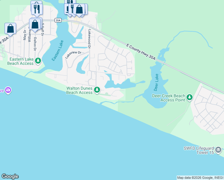 map of restaurants, bars, coffee shops, grocery stores, and more near 27 Seawinds Court in Santa Rosa Beach