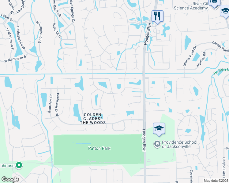 map of restaurants, bars, coffee shops, grocery stores, and more near 2487 Winged Elm Drive East in Jacksonville