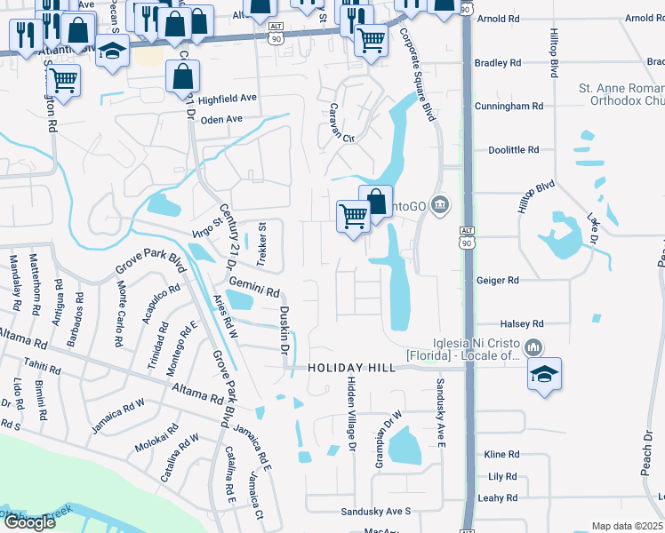 map of restaurants, bars, coffee shops, grocery stores, and more near 2308 Sunset Bluff Drive in Jacksonville