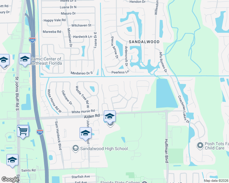 map of restaurants, bars, coffee shops, grocery stores, and more near 11833 Minford Circle South in Jacksonville