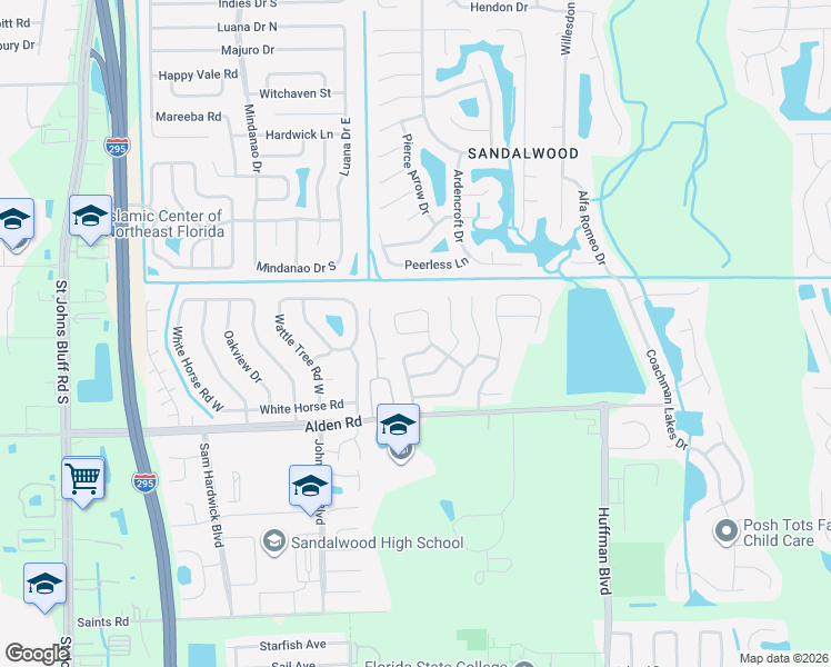 map of restaurants, bars, coffee shops, grocery stores, and more near 11833 Minford Circle South in Jacksonville