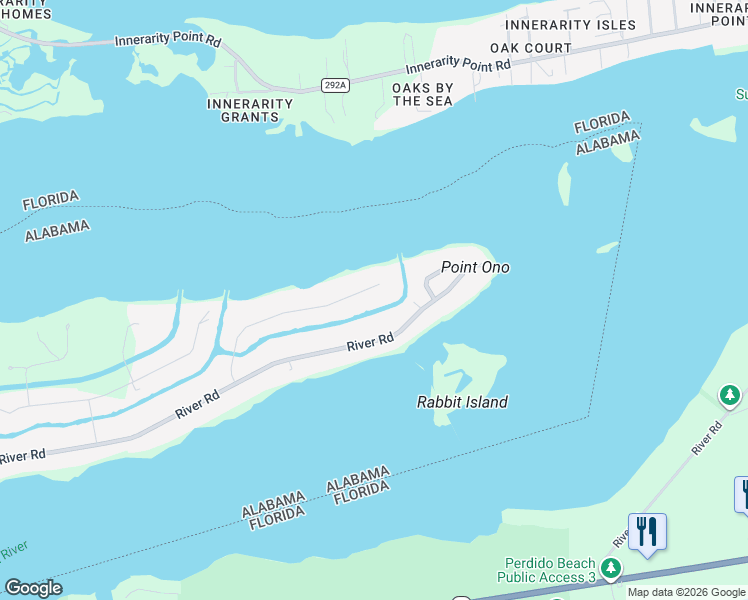 map of restaurants, bars, coffee shops, grocery stores, and more near 33118 Marlin Ky in Orange Beach