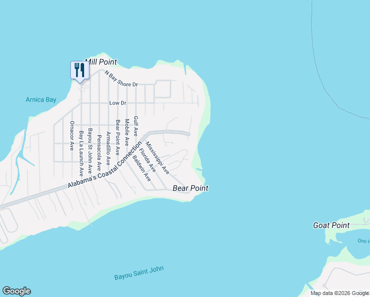 map of restaurants, bars, coffee shops, grocery stores, and more near 5362 George Lane in Orange Beach